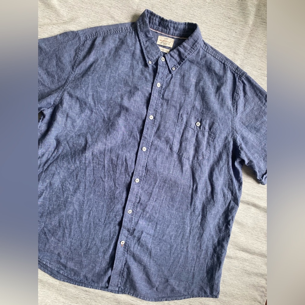 Original Weatherproof Vintage Men's Blue Short-Sleeve Button-Down Shirt XXL